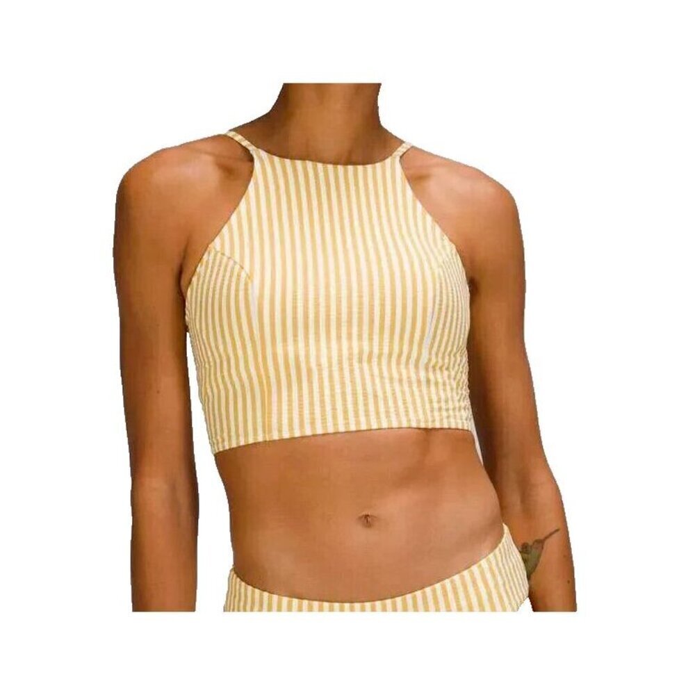 Lululemon Size Medium Seersucker High Neck Long Swim Top multicolor size M - Picture 3 of 9
